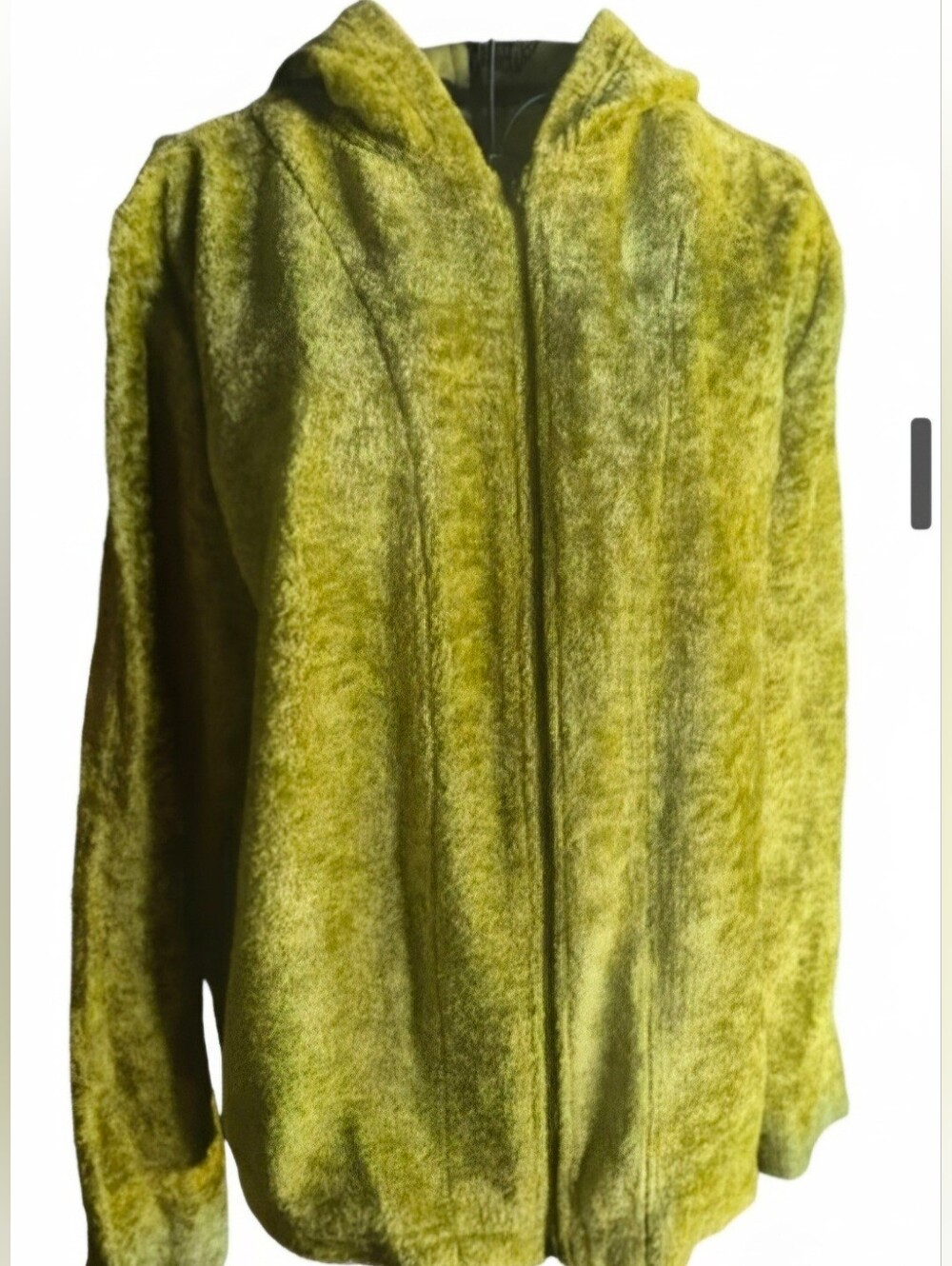 Crushed Velvet Hooded Zip-Up Jacket - Lime Green